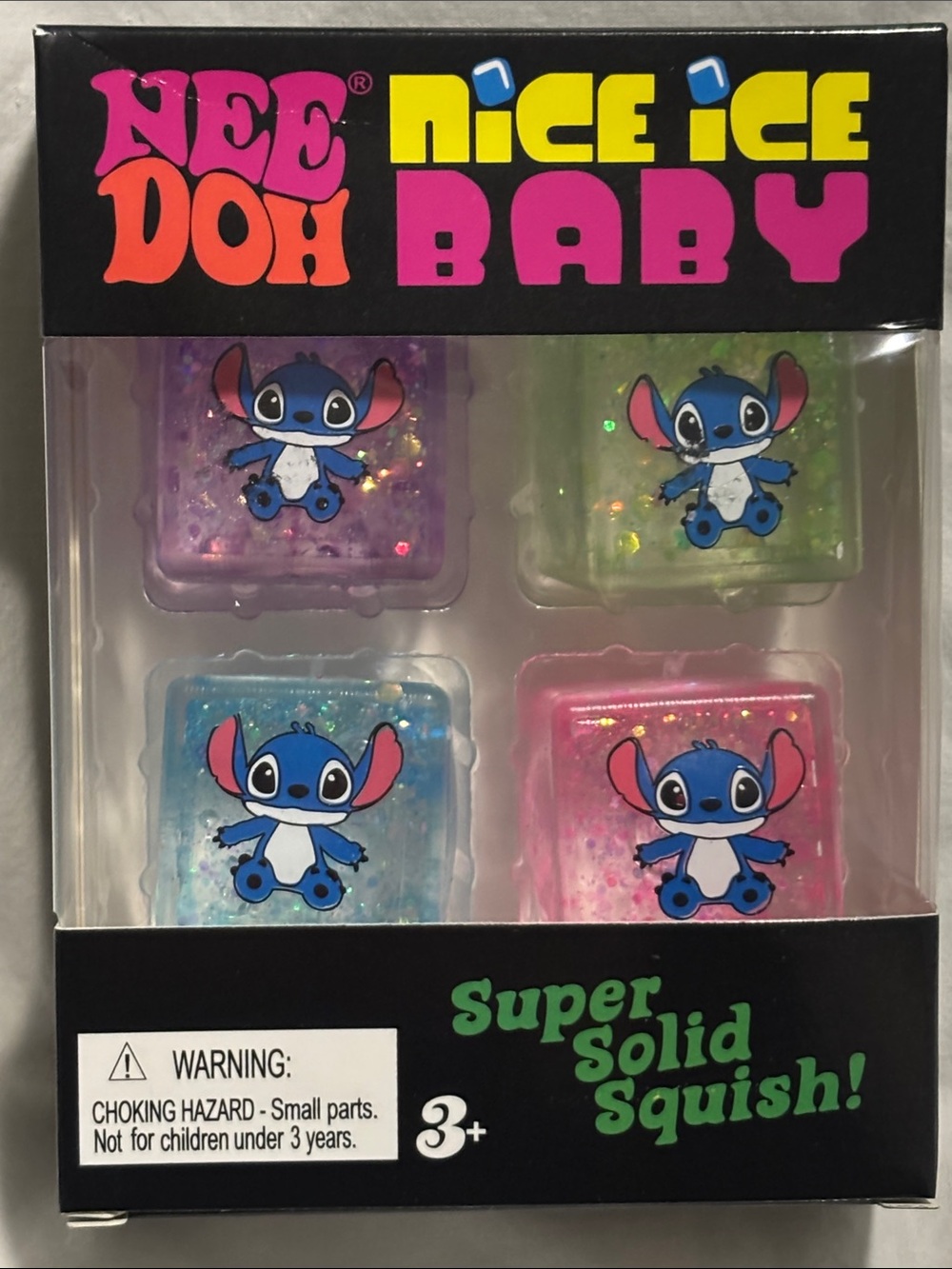 Nee Doh Nice Ice Baby Super Solid Squish - 4 One Inch Stitch Cubes